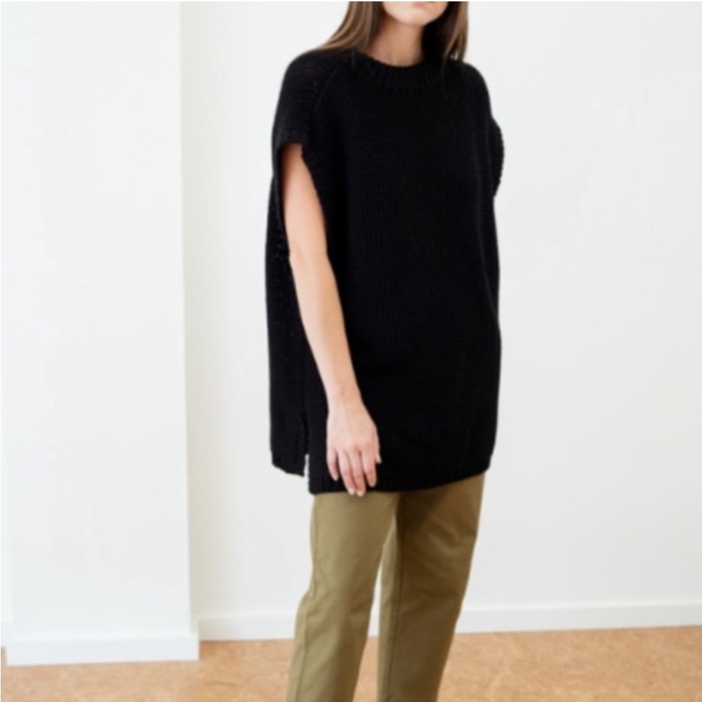 Tribe Alive Laude the Label Black Alpaca Knit Sleeveless Tunic Vest Sweater Dres - Picture 4 of 10